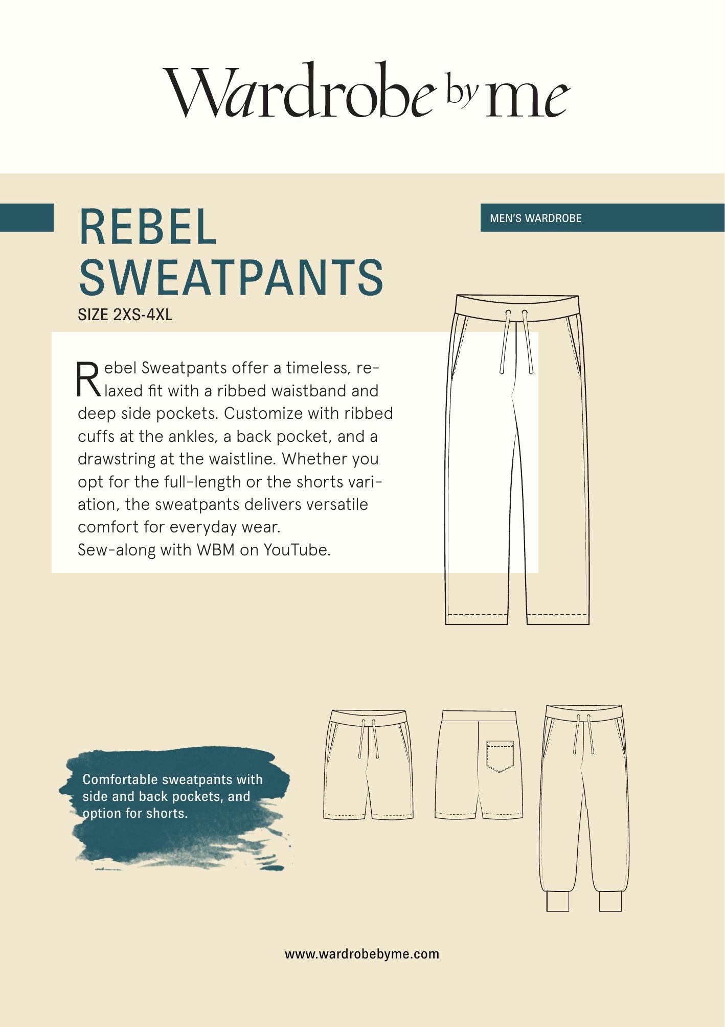 Symønster Rebel Joggebukse & Shorts Herre (Str 2XS-4XL) - Wardrobe by me