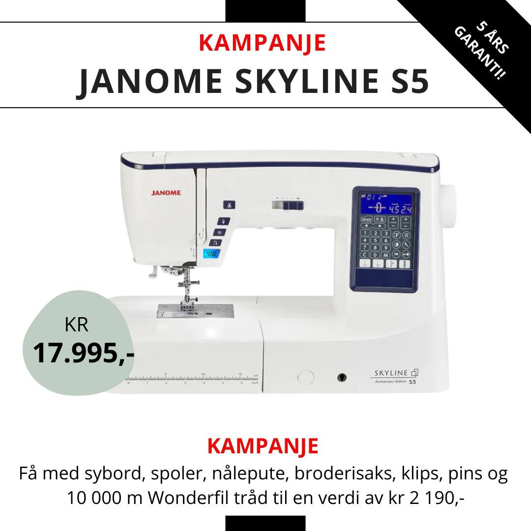 KAMPANJE! Janome Skyline S5AE Anniversary Edition - Få med tilbehør verdt 2190 kr