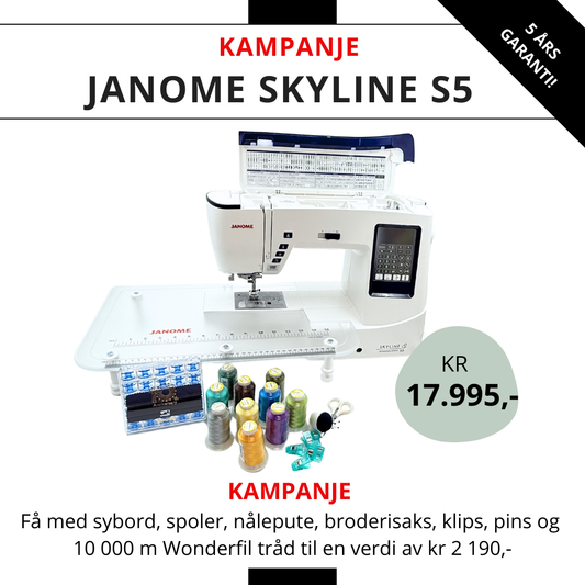 KAMPANJE! Janome Skyline S5AE Anniversary Edition - Få med tilbehør verdt 2190 kr