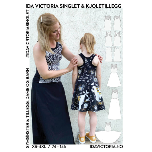 Ida Victoria singlet & kjoletillegg (XS-4XL + 74-146) Papirmønster - Lillifixshop Ida Victoria