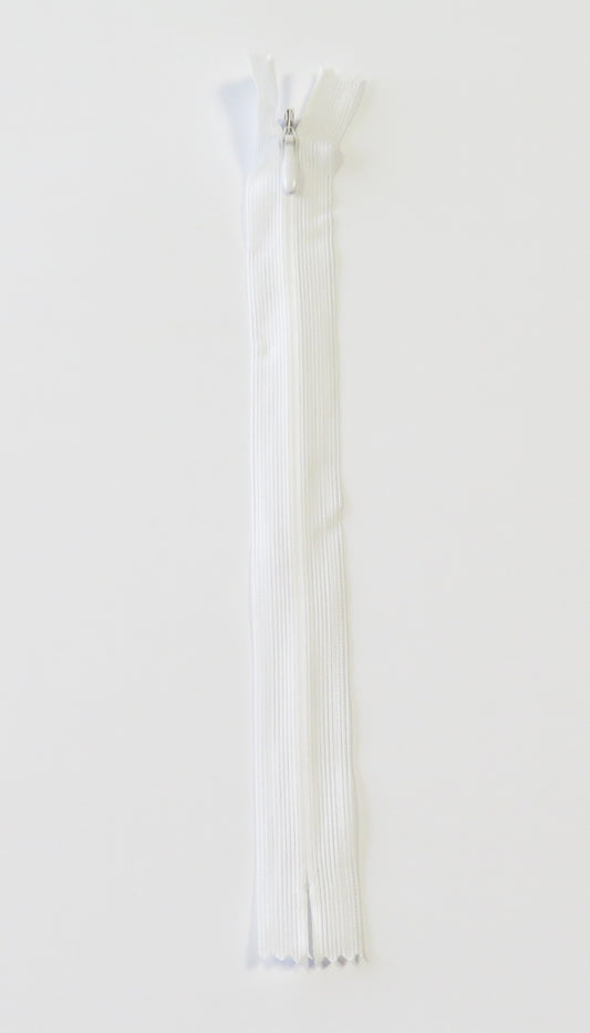 4 mm Usynlig glidelås 60 cm - Hvit