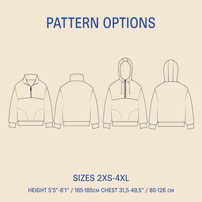 Symønster Zip Up Genser Herre (Str 2XS-4XL) - Wardrobe by me