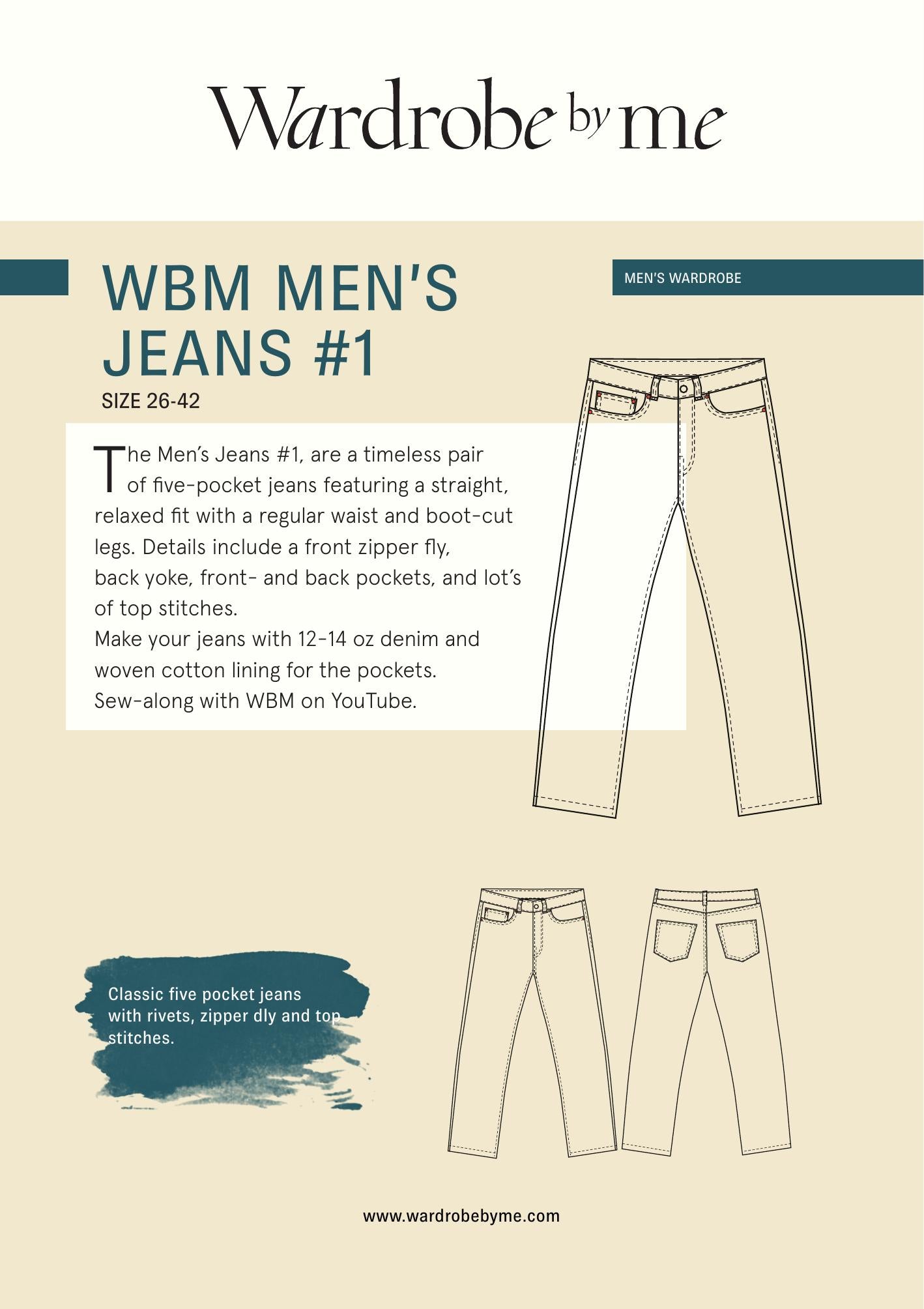 Symønster Jeans Herre (Str 26-42) - Wardrobe by me
