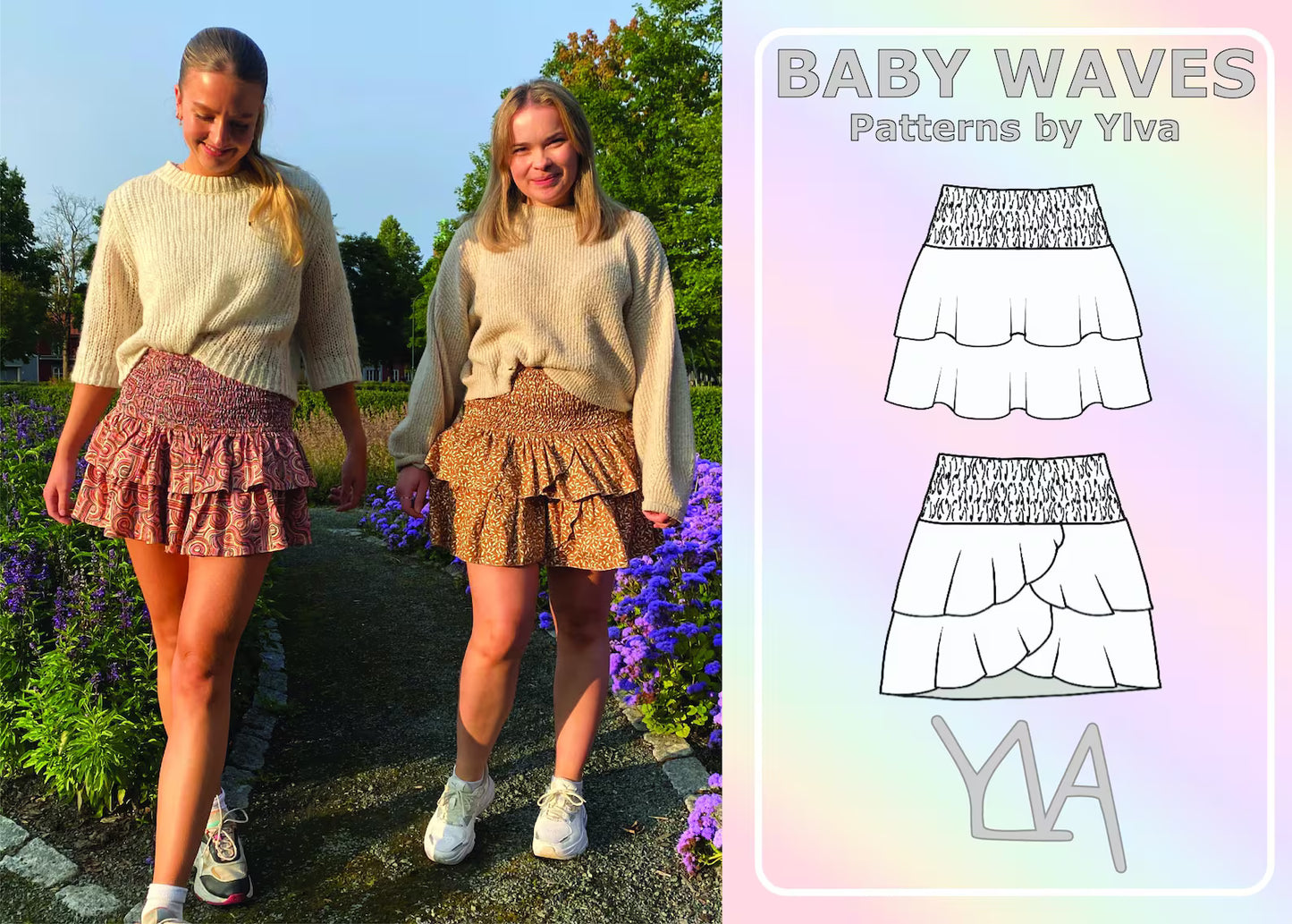 Patterns by Ylva - Baby Waves Skjørt (Str 30-60)
