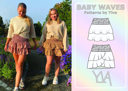 Patterns by Ylva - Baby Waves Skjørt (Str 30-60)