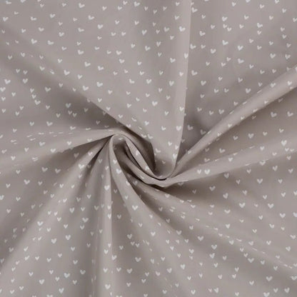 Vevd bomullspoplin - Hjerter Beige