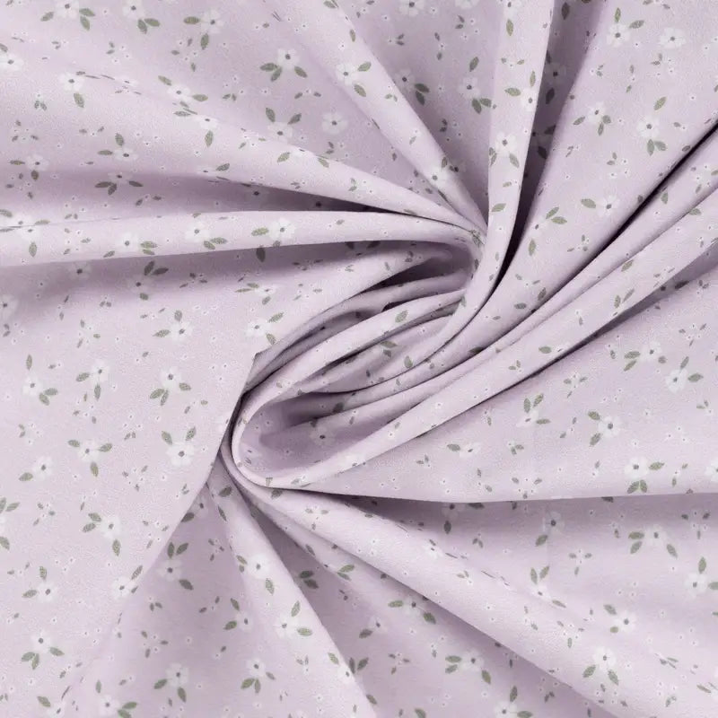 Vevd bomullspoplin - Lilla med hvite blomster