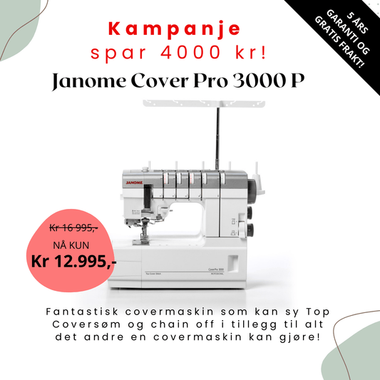 KAMPANJE! Coverstitch Janome Cover Pro 3000P - SPAR 4000 KR - Lillifixshop Janome