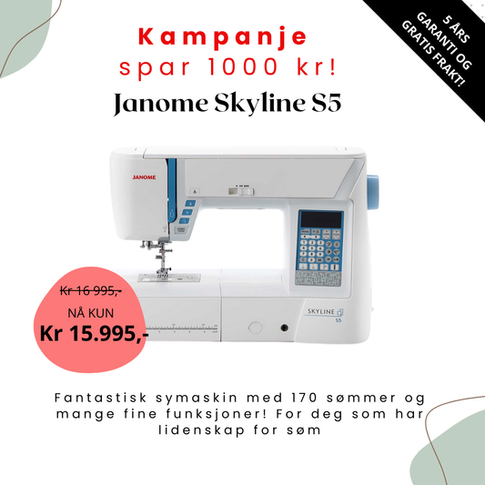 Kampanje! Elektronisk symaskin Janome Skyline S5 - Spar 1000 kr!