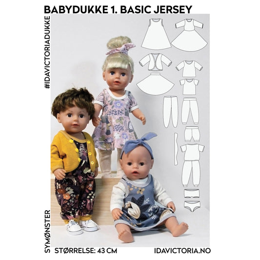 Ida Victoria: Sy til babydukke – 1. Basic jersey (43 cm)